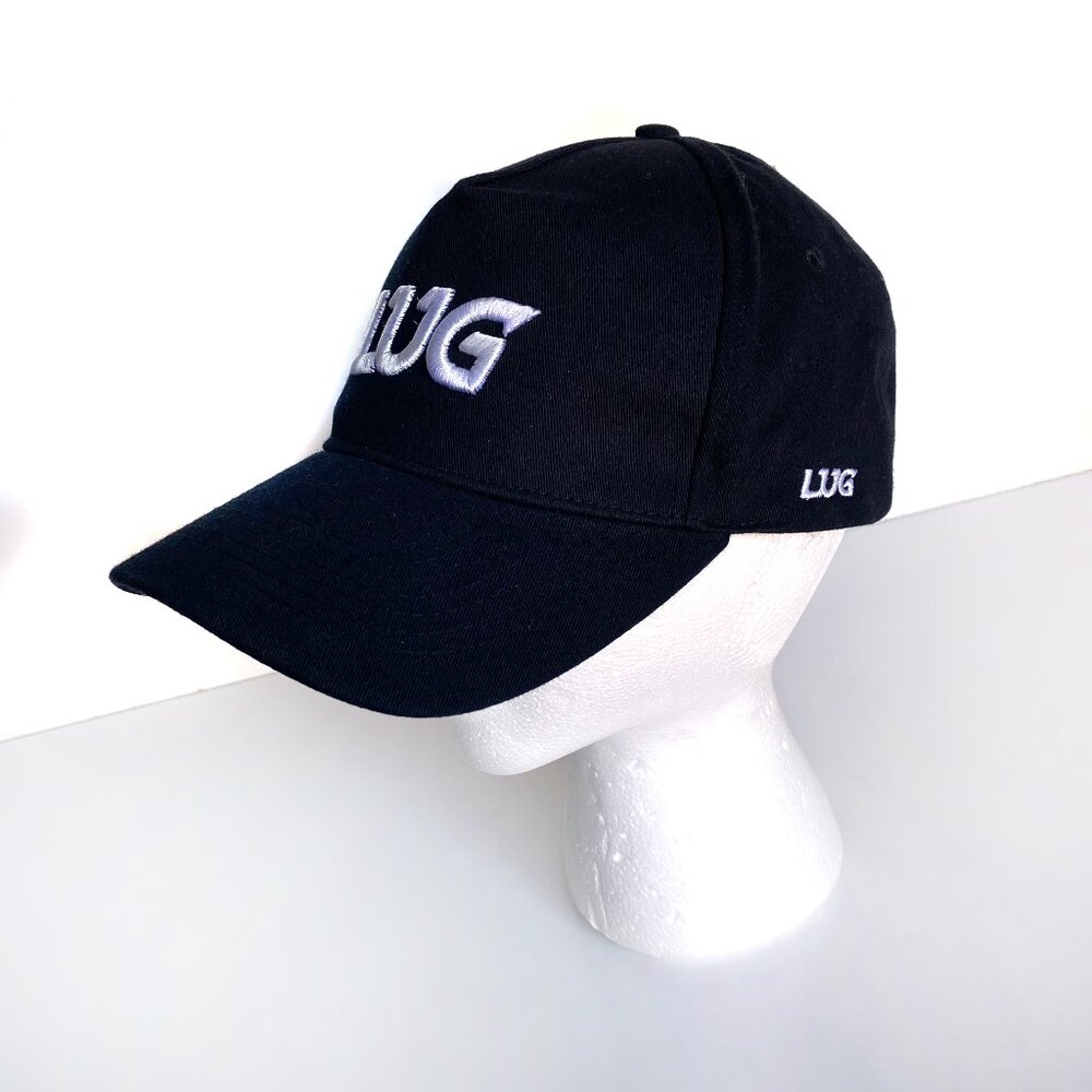 LUG Black Embroidered Baseball Cap Adjustable Hat Unisex Logo Strapback